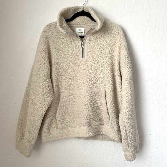 Offline Aerie Sweater Sherpa Quarter Zip Cream Soft XL Long Sleeve Pockets - Picture 1 of 6